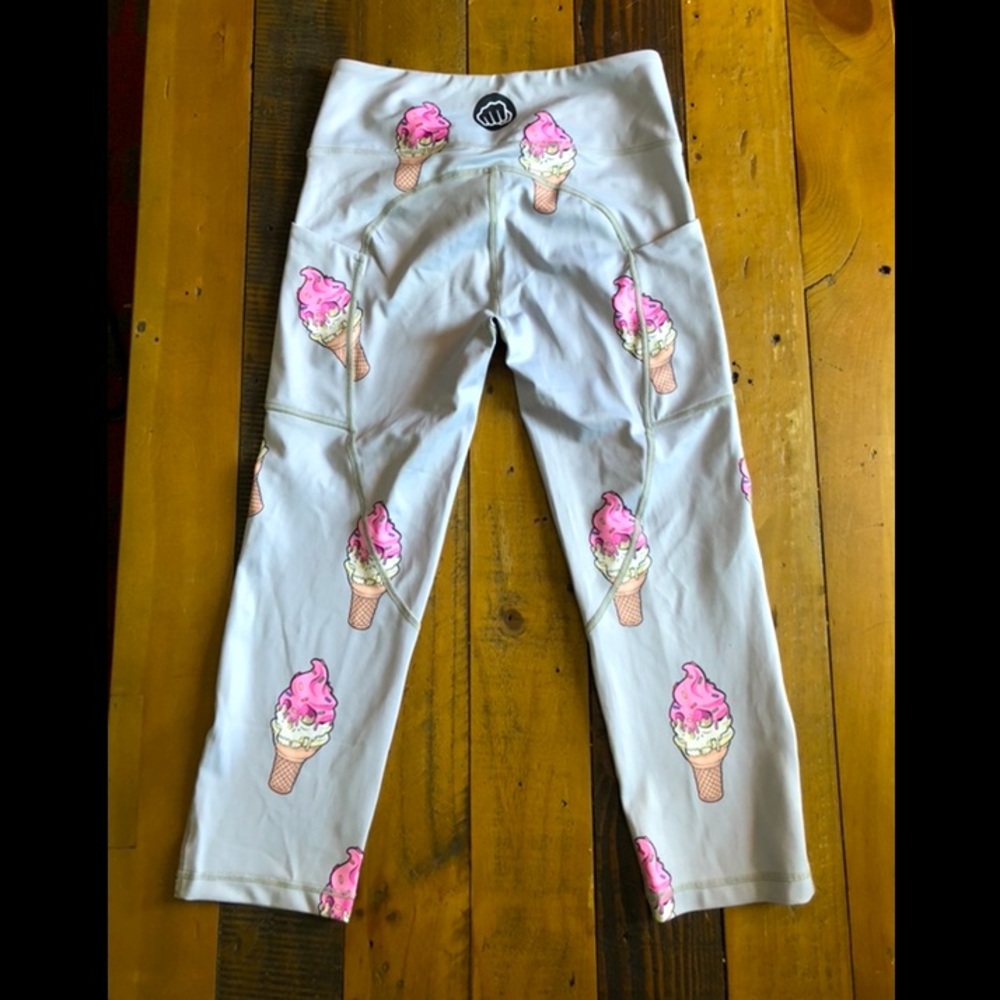 NWOT Feed Me Fight Me Grey Ice Cream Skull Capris